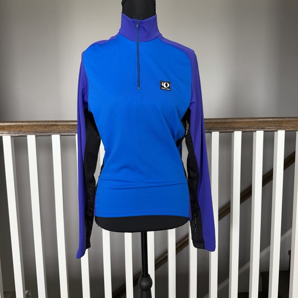 Pearl Izumi Long Sleeve 1/2 Zip Size S Small USA Blue Cycling Jersey Vented